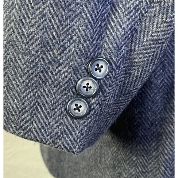 Lord Taylor Hart Marx Sport Coat Blazer Mens 46R Blue Herringbone Tweed Wool - Picture 2 of 9